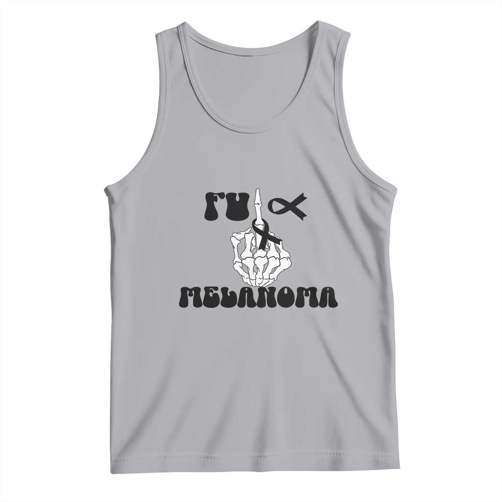 Fuck Melanoma Awareness Tank Top Skeleton Hand Ribbon Warrior Gift TS12 Athletic Heather Print Your Wear