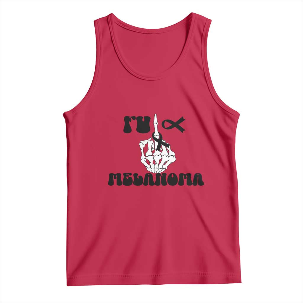 Fuck Melanoma Awareness Tank Top Skeleton Hand Ribbon Warrior Gift TS12 Red Print Your Wear