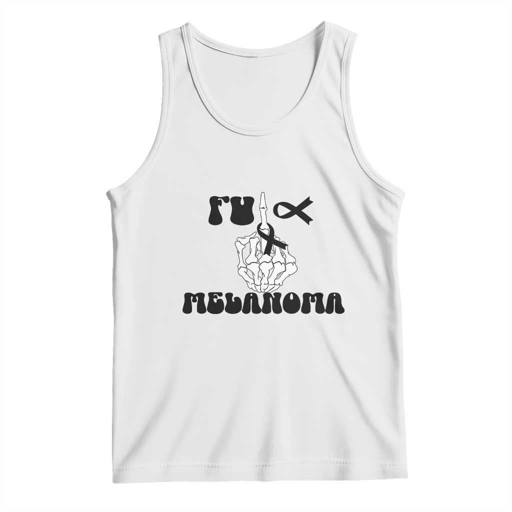 Fuck Melanoma Awareness Tank Top Skeleton Hand Ribbon Warrior Gift TS12 White Print Your Wear