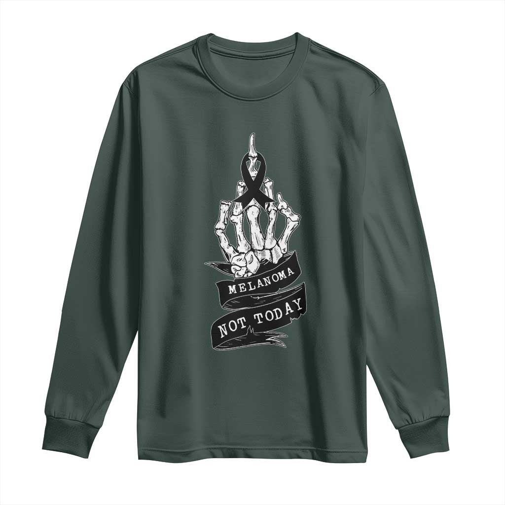 Melanoma Fighter Not Today Long Sleeve Shirt Skin Cancer Awareness Gift TS12 Dark Forest Green Print Your Wear