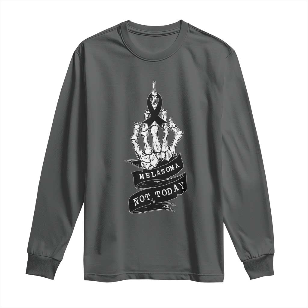 Melanoma Fighter Not Today Long Sleeve Shirt Skin Cancer Awareness Gift TS12 Dark Heather Print Your Wear