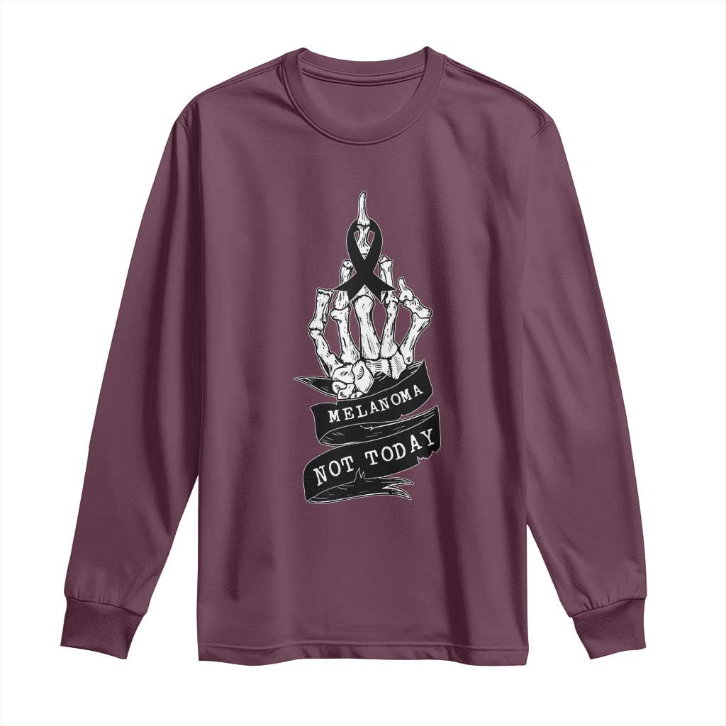 Melanoma Fighter Not Today Long Sleeve Shirt Skin Cancer Awareness Gift TS12 Maroon Print Your Wear