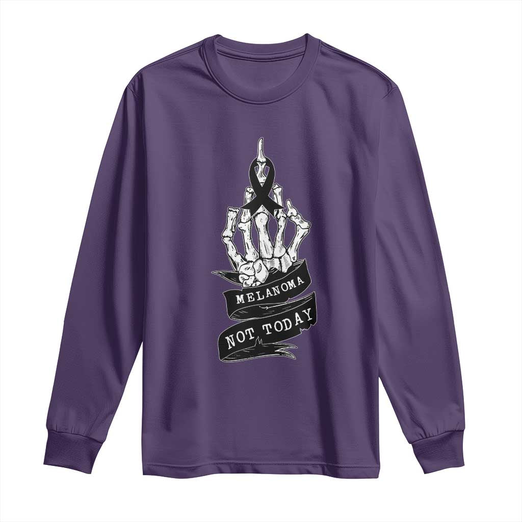 Melanoma Fighter Not Today Long Sleeve Shirt Skin Cancer Awareness Gift TS12 Purple Print Your Wear