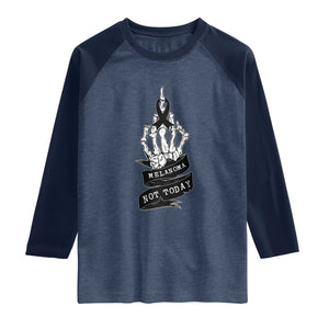 Melanoma Fighter Not Today Raglan Shirt Skin Cancer Awareness Gift TS12 Heather Denim Navy Print Your Wear