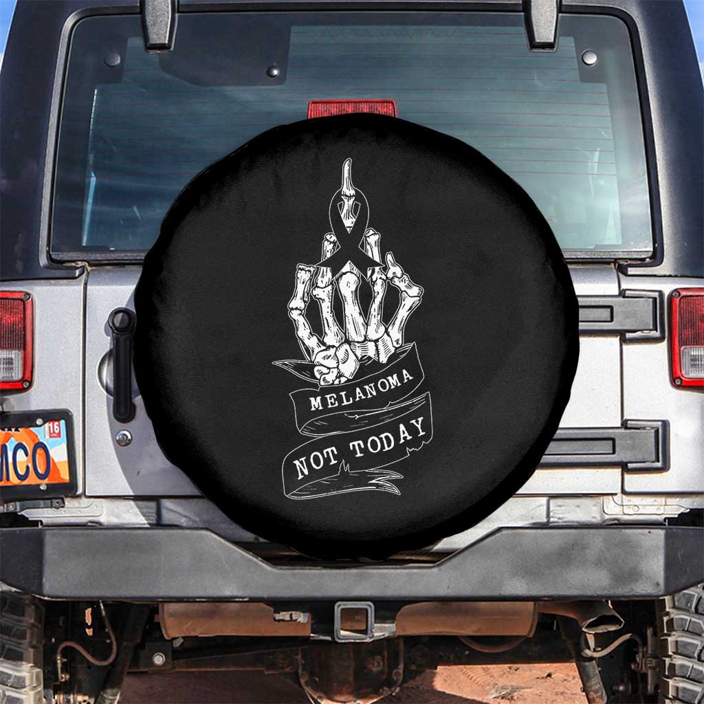 Melanoma Fighter Not Today Spare Tire Cover Skin Cancer Awareness Gift TS12 No hole Black Print Your Wear