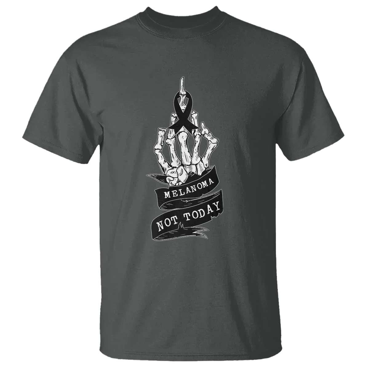 Melanoma Fighter Not Today T Shirt Skin Cancer Awareness Gift TS12 Dark Heather Print Your Wear