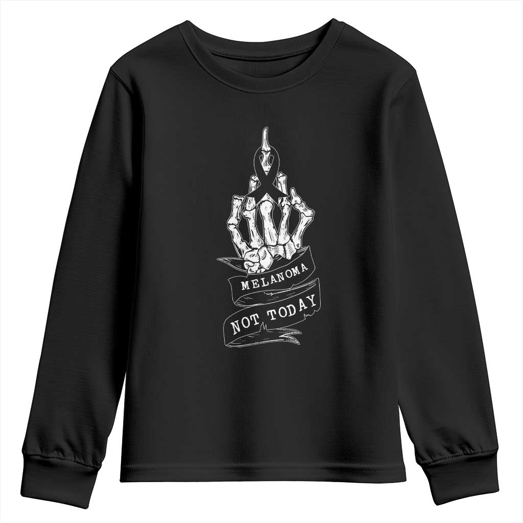 Melanoma Fighter Not Today Youth Sweatshirt Skin Cancer Awareness Gift TS12 Black Print Your Wear