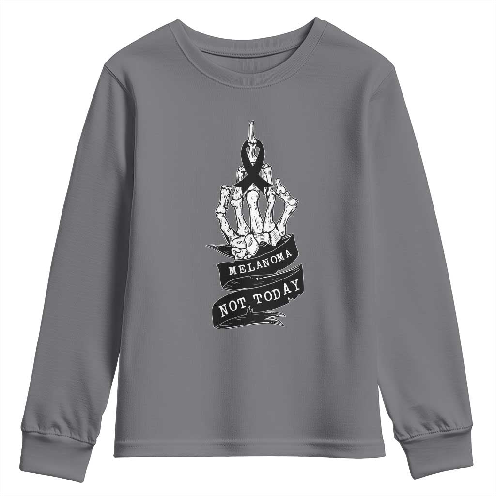 Melanoma Fighter Not Today Youth Sweatshirt Skin Cancer Awareness Gift TS12 Charcoal Print Your Wear