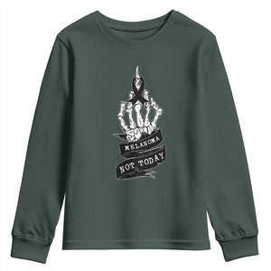 Melanoma Fighter Not Today Youth Sweatshirt Skin Cancer Awareness Gift TS12 Dark Forest Green Print Your Wear