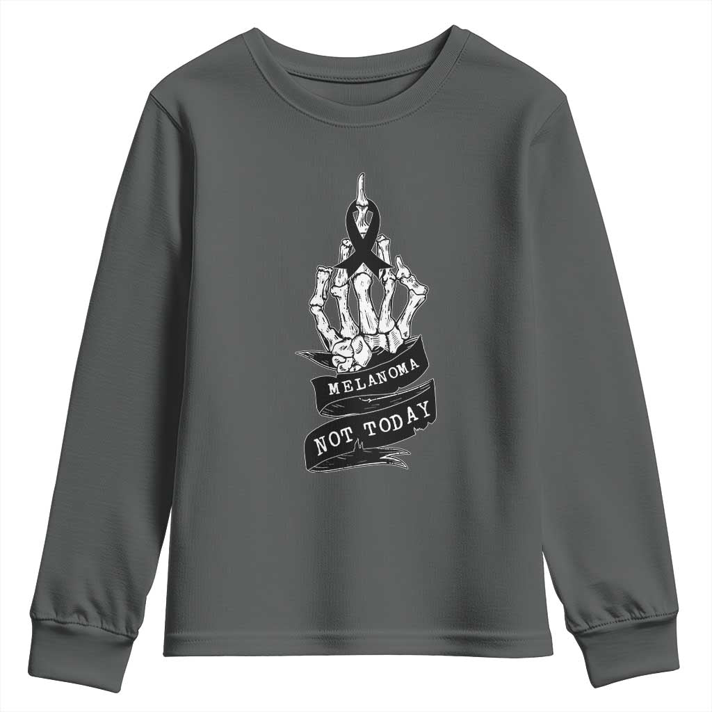 Melanoma Fighter Not Today Youth Sweatshirt Skin Cancer Awareness Gift TS12 Dark Heather Print Your Wear