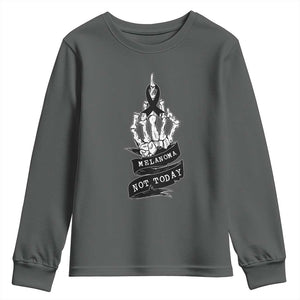 Melanoma Fighter Not Today Youth Sweatshirt Skin Cancer Awareness Gift TS12 Dark Heather Print Your Wear