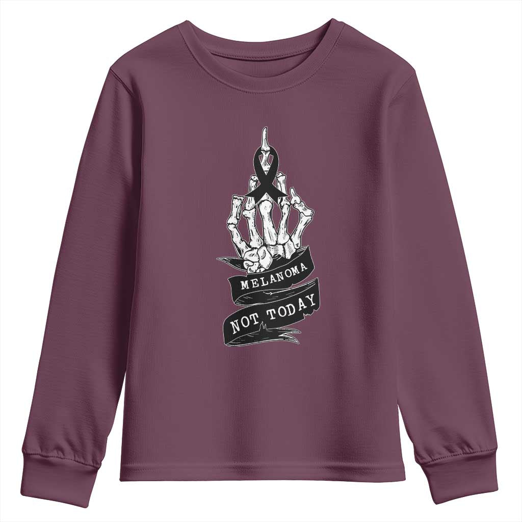 Melanoma Fighter Not Today Youth Sweatshirt Skin Cancer Awareness Gift TS12 Maroon Print Your Wear