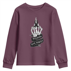 Melanoma Fighter Not Today Youth Sweatshirt Skin Cancer Awareness Gift TS12 Maroon Print Your Wear