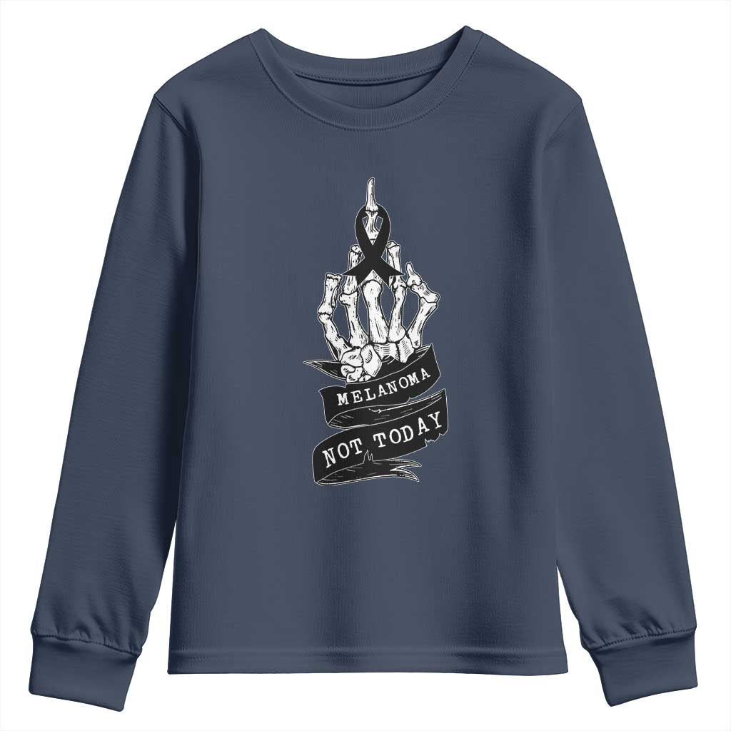 Melanoma Fighter Not Today Youth Sweatshirt Skin Cancer Awareness Gift TS12 Navy Print Your Wear