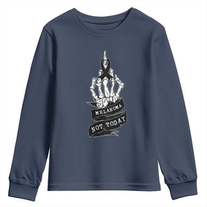 Melanoma Fighter Not Today Youth Sweatshirt Skin Cancer Awareness Gift TS12 Navy Print Your Wear