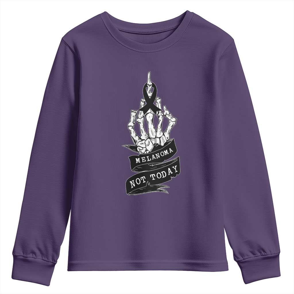 Melanoma Fighter Not Today Youth Sweatshirt Skin Cancer Awareness Gift TS12 Purple Print Your Wear