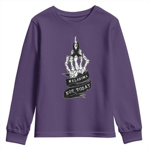 Melanoma Fighter Not Today Youth Sweatshirt Skin Cancer Awareness Gift TS12 Purple Print Your Wear