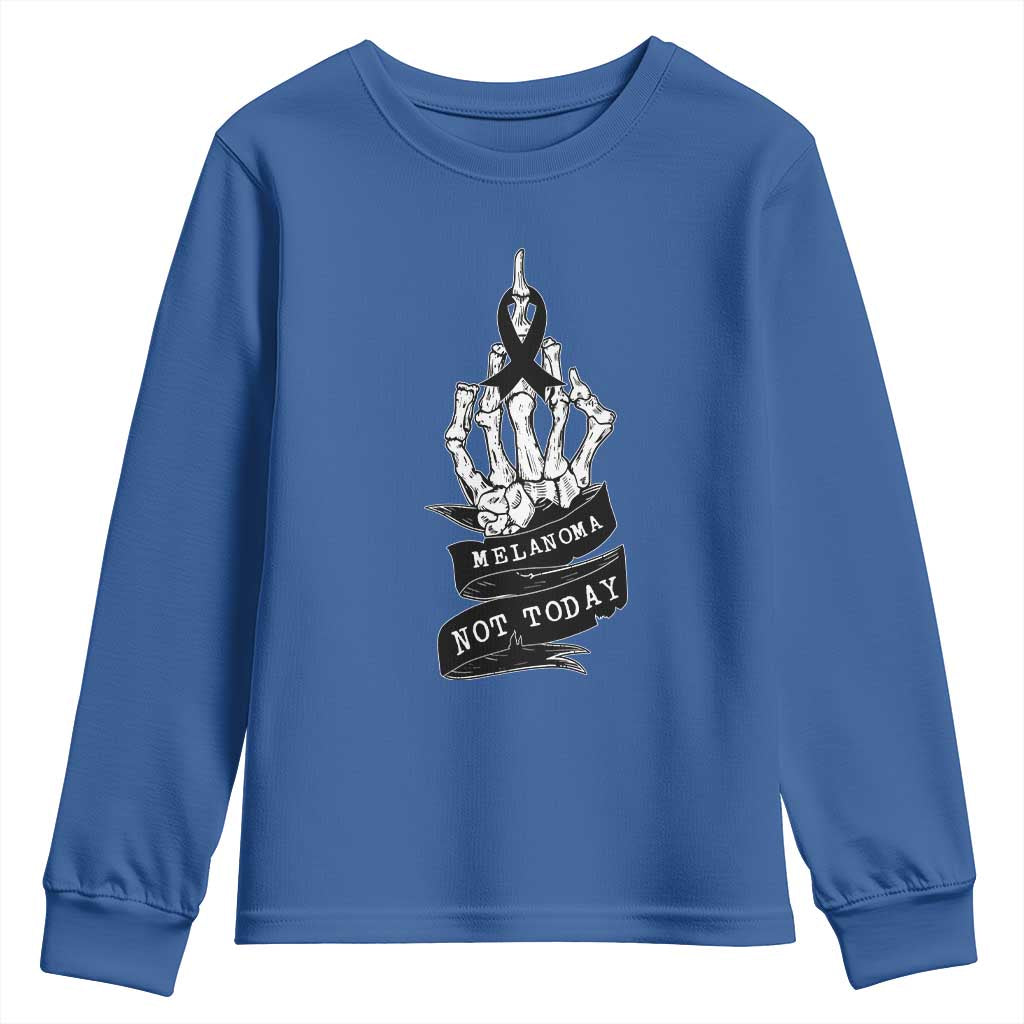 Melanoma Fighter Not Today Youth Sweatshirt Skin Cancer Awareness Gift TS12 Royal Blue Print Your Wear