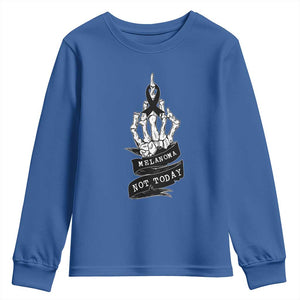 Melanoma Fighter Not Today Youth Sweatshirt Skin Cancer Awareness Gift TS12 Royal Blue Print Your Wear