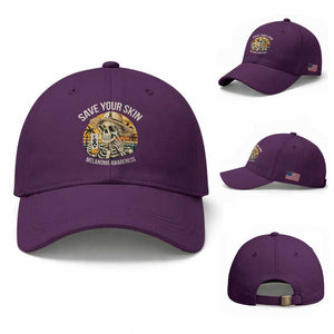 Funny Melanoma Cancer Awareness Graphic Baseball Cap Save Your Skin TS12 Baseball Cap Universal Fit Purple Print Your Wear