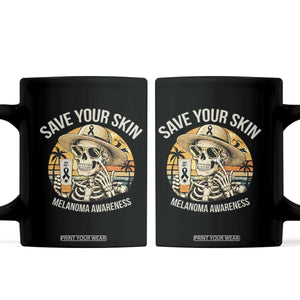 Funny Melanoma Cancer Awareness Graphic Coffee Mug Save Your Skin TS12 Black Print Your Wear