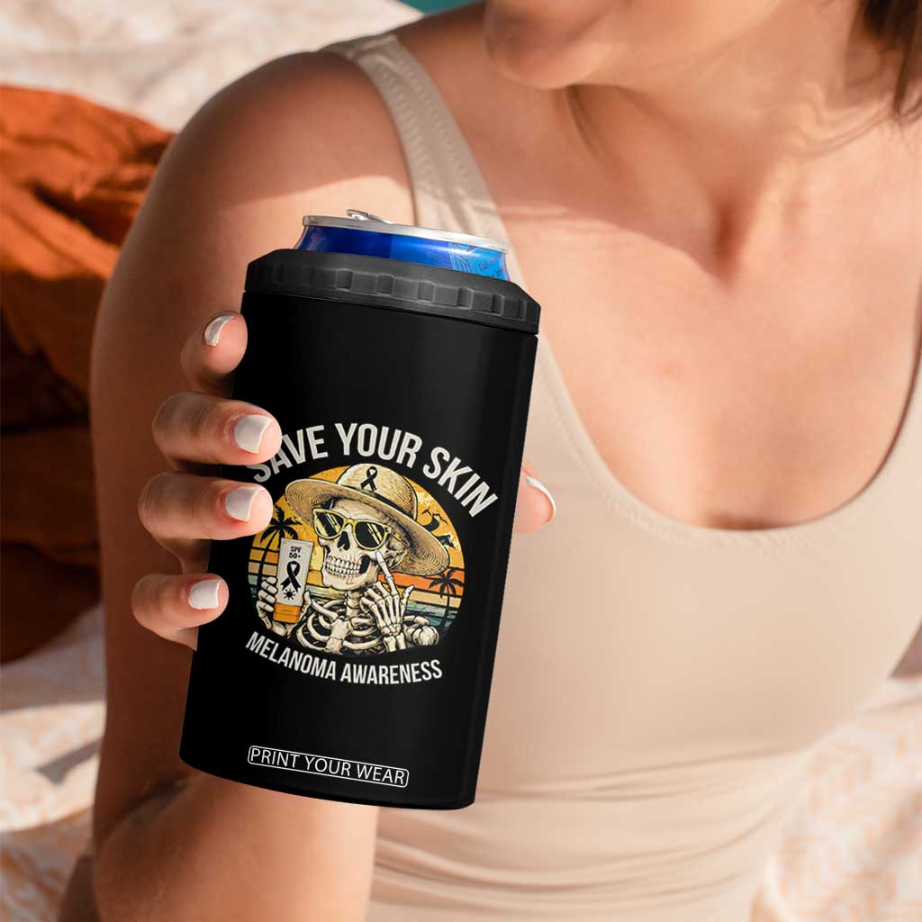 Funny Melanoma Cancer Awareness Graphic 4 in 1 Can Cooler Tumbler Save Your Skin TS12 Print Your Wear