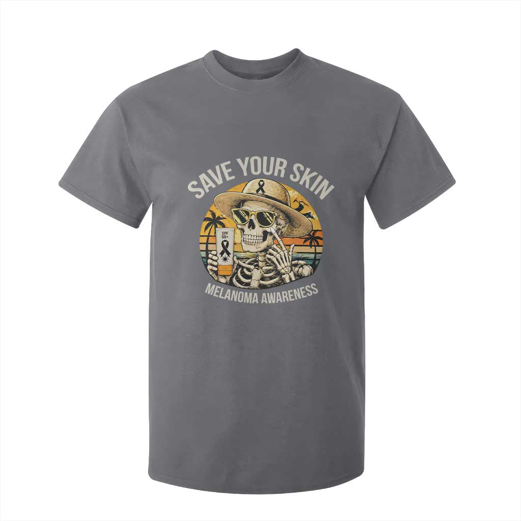 Funny Melanoma Cancer Awareness Graphic T Shirt For Kid Save Your Skin TS12 Charcoal Print Your Wear