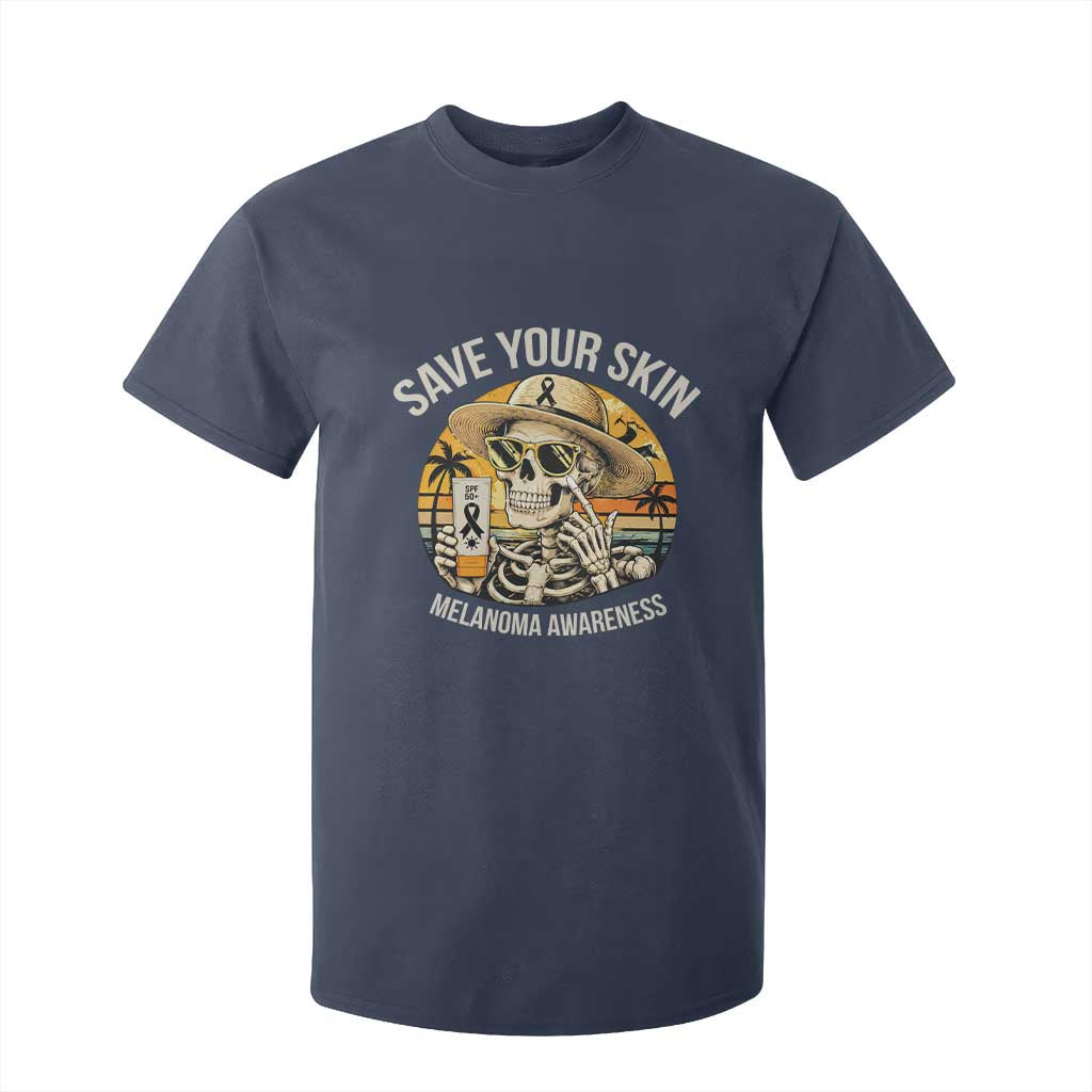 Funny Melanoma Cancer Awareness Graphic T Shirt For Kid Save Your Skin TS12 Navy Print Your Wear