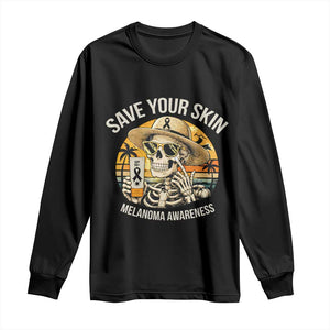 Funny Melanoma Cancer Awareness Graphic Long Sleeve Shirt Save Your Skin TS12 Black Print Your Wear