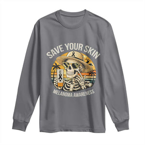 Funny Melanoma Cancer Awareness Graphic Long Sleeve Shirt Save Your Skin TS12 Charcoal Print Your Wear