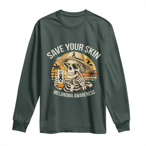 Funny Melanoma Cancer Awareness Graphic Long Sleeve Shirt Save Your Skin TS12 Dark Forest Green Print Your Wear