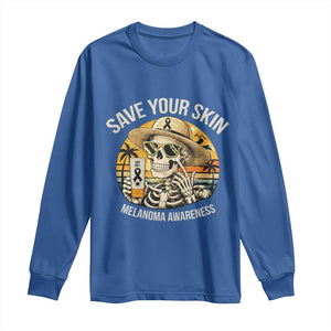 Funny Melanoma Cancer Awareness Graphic Long Sleeve Shirt Save Your Skin TS12 Royal Blue Print Your Wear