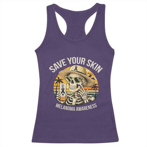 Funny Melanoma Cancer Awareness Graphic Racerback Tank Top Save Your Skin TS12 Purple Print Your Wear
