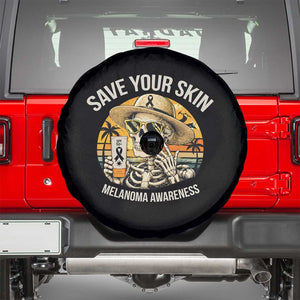Funny Melanoma Cancer Awareness Graphic Spare Tire Cover Save Your Skin TS12 Black Print Your Wear