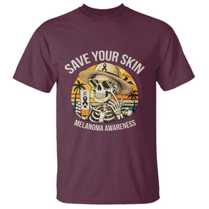 Funny Melanoma Cancer Awareness Graphic T Shirt Save Your Skin TS12 Maroon Print Your Wear
