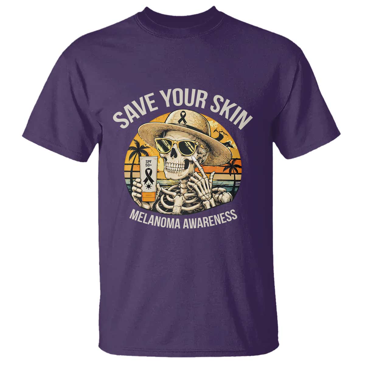 Funny Melanoma Cancer Awareness Graphic T Shirt Save Your Skin TS12 Purple Print Your Wear