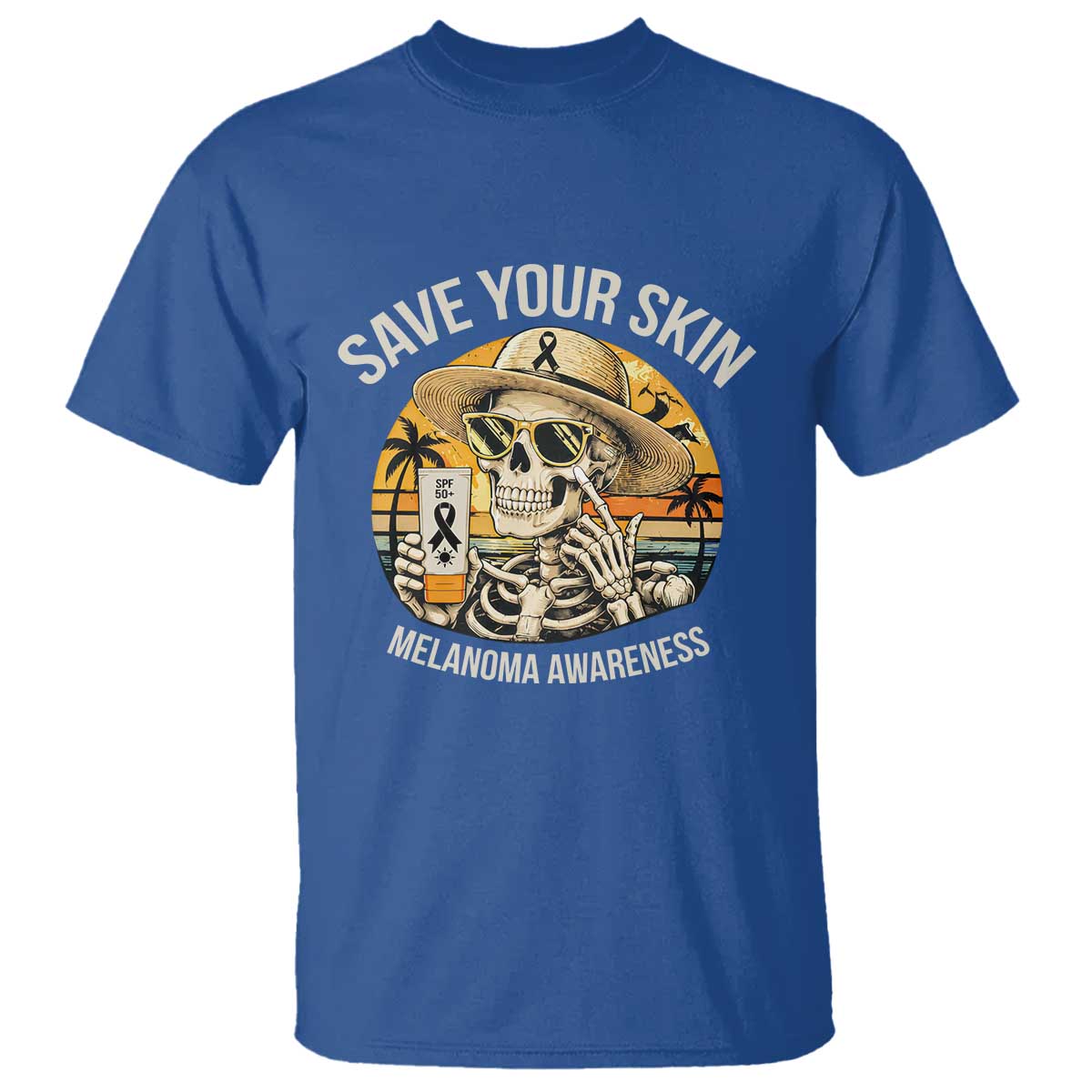 Funny Melanoma Cancer Awareness Graphic T Shirt Save Your Skin TS12 Royal Blue Print Your Wear