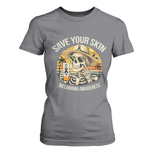 Funny Melanoma Cancer Awareness Graphic T Shirt For Women Save Your Skin TS12 Charcoal Print Your Wear