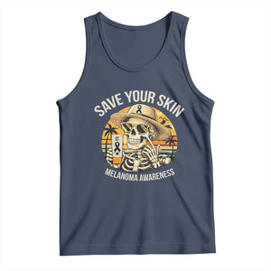 Funny Melanoma Cancer Awareness Graphic Tank Top Save Your Skin TS12 Navy Print Your Wear