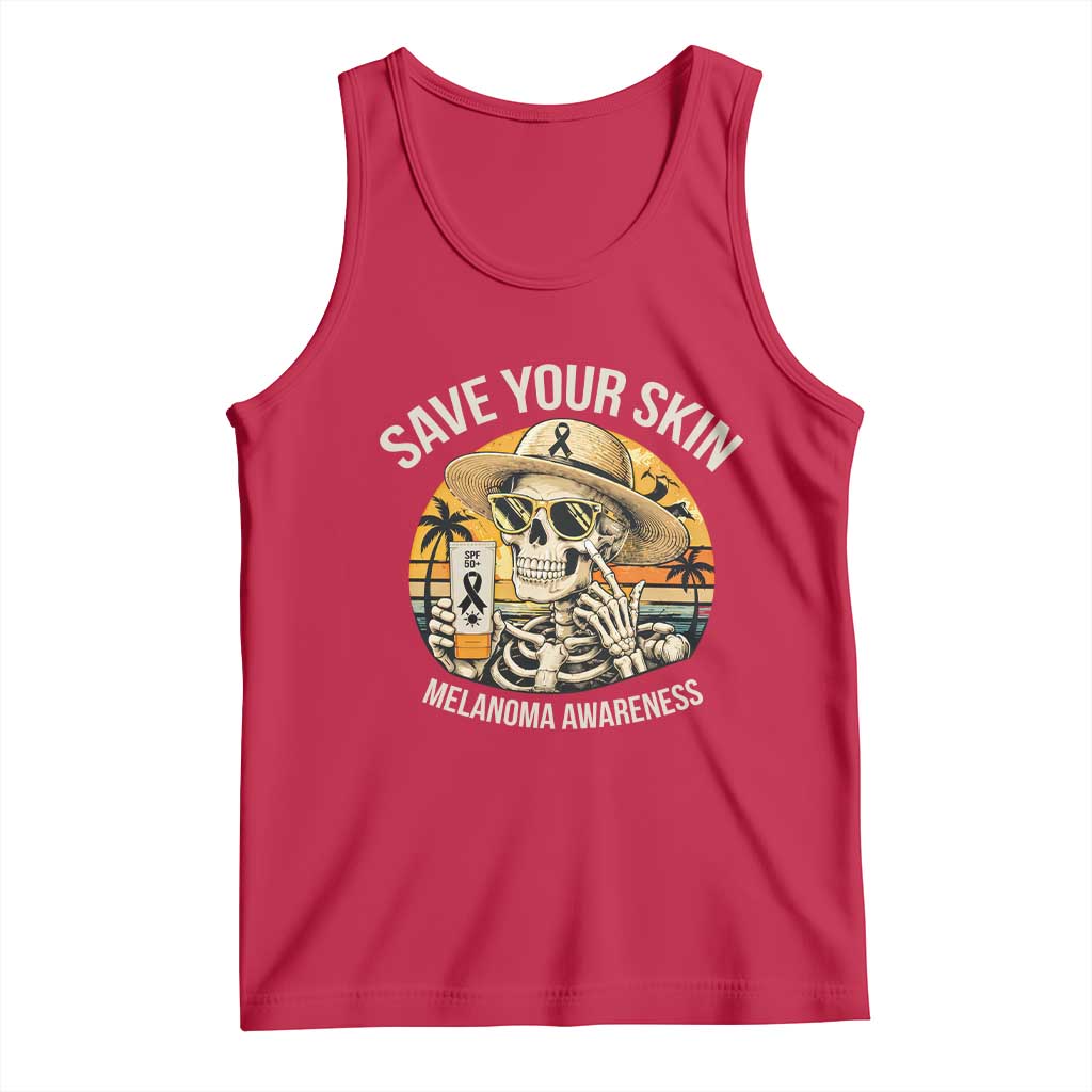 Funny Melanoma Cancer Awareness Graphic Tank Top Save Your Skin TS12 Red Print Your Wear