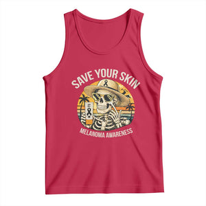 Funny Melanoma Cancer Awareness Graphic Tank Top Save Your Skin TS12 Red Print Your Wear
