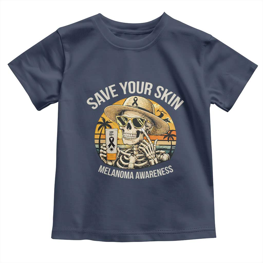 Funny Melanoma Cancer Awareness Graphic Toddler T Shirt Save Your Skin TS12 Navy Print Your Wear