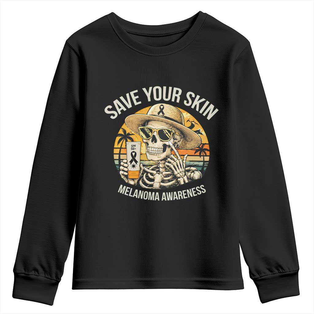 Funny Melanoma Cancer Awareness Graphic Youth Sweatshirt Save Your Skin TS12 Black Print Your Wear