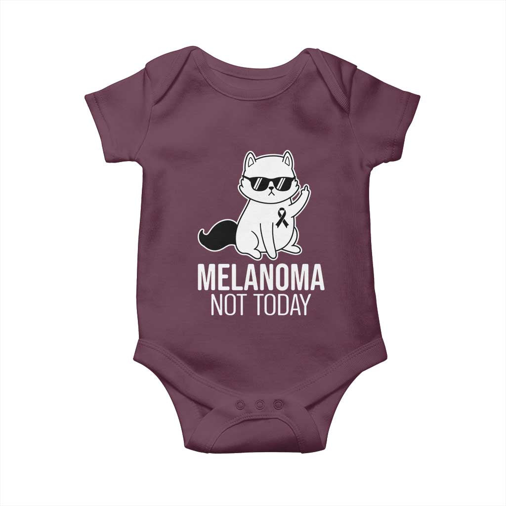 Melanoma Fighter Cat Baby Onesie Not Today Skin Cancer Awareness TS12 Maroon Print Your Wear