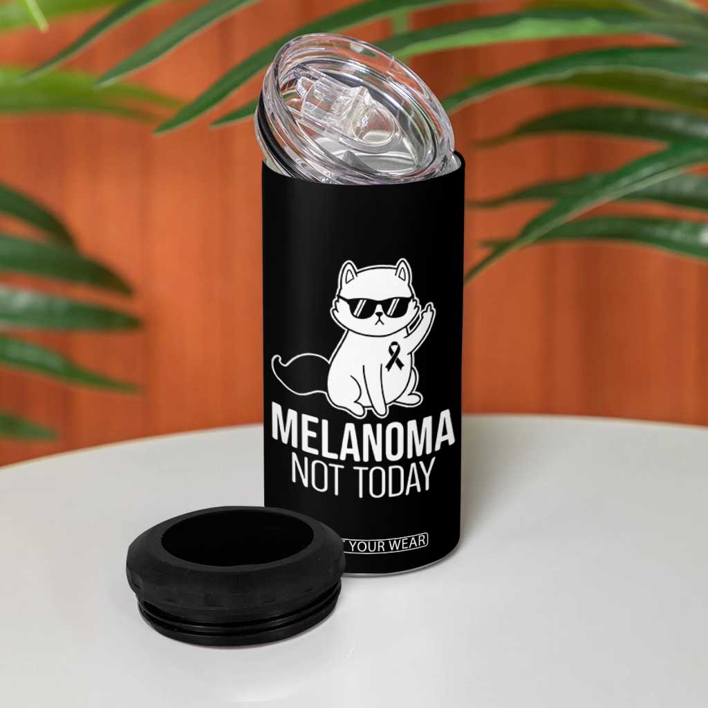 Melanoma Fighter Cat 4 in 1 Can Cooler Tumbler Not Today Skin Cancer Awareness TS12 Print Your Wear