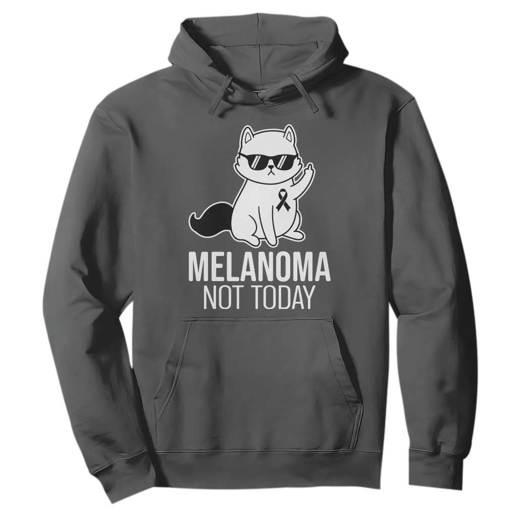 Melanoma Fighter Cat Hoodie Not Today Skin Cancer Awareness TS12 Dark Heather Print Your Wear