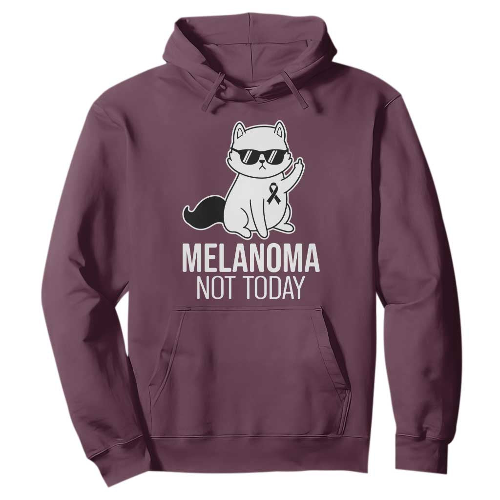 Melanoma Fighter Cat Hoodie Not Today Skin Cancer Awareness TS12 Maroon Print Your Wear