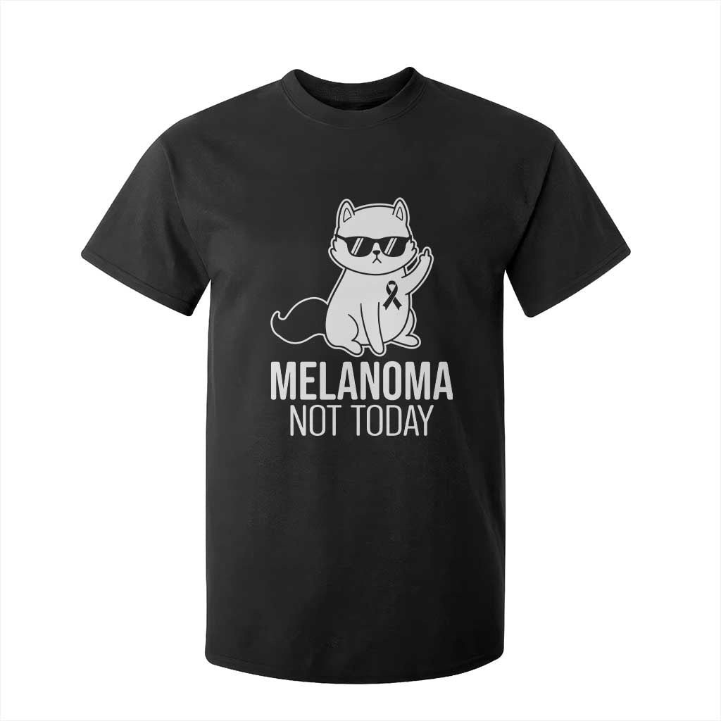 Melanoma Fighter Cat T Shirt For Kid Not Today Skin Cancer Awareness TS12 Black Print Your Wear