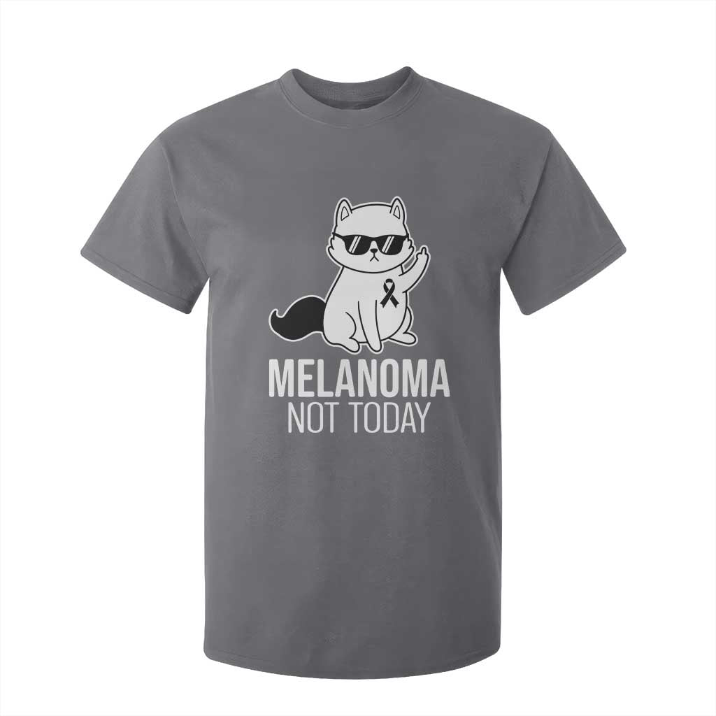 Melanoma Fighter Cat T Shirt For Kid Not Today Skin Cancer Awareness TS12 Charcoal Print Your Wear