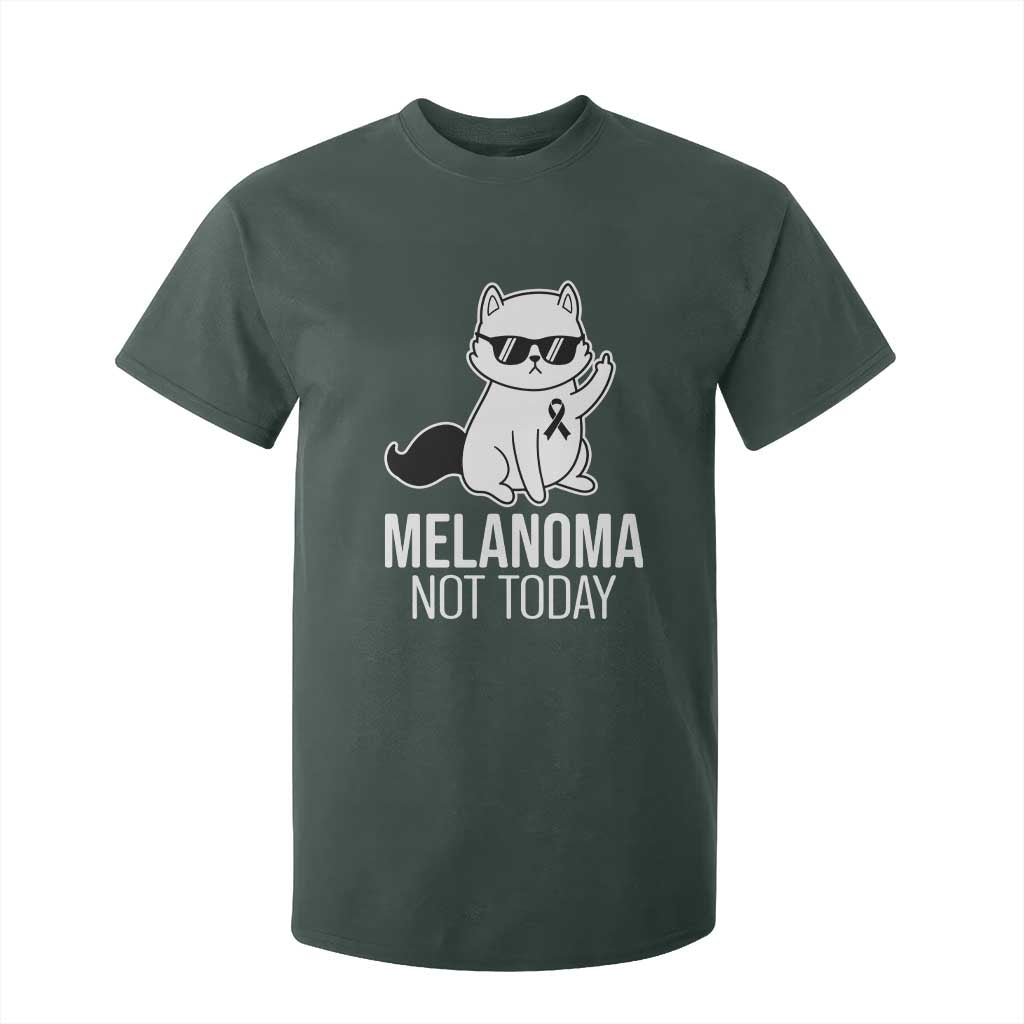 Melanoma Fighter Cat T Shirt For Kid Not Today Skin Cancer Awareness TS12 Dark Forest Green Print Your Wear
